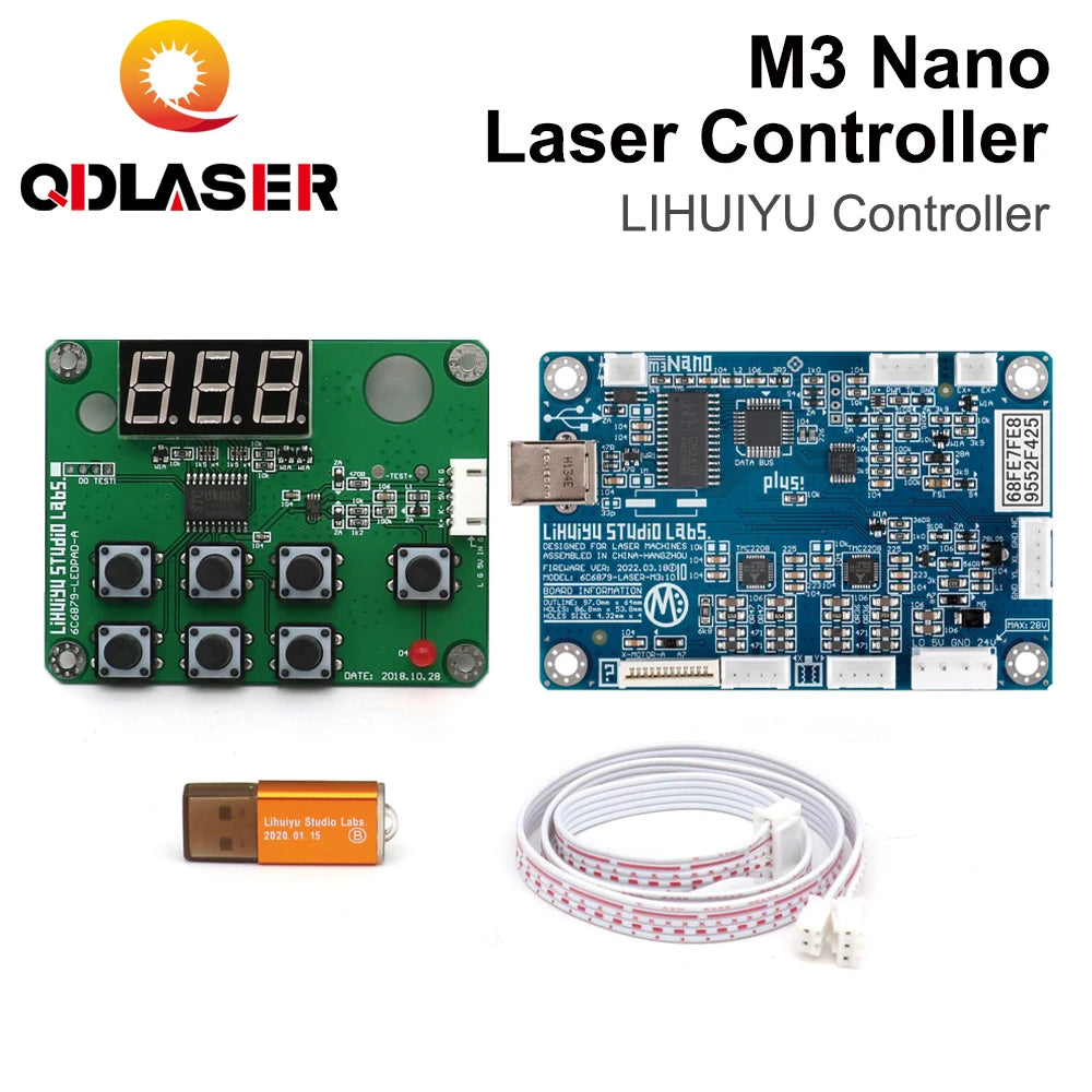 QDLASER LIHUIYU M3 Nano Laser Control Panel + Controller Mother Main Board + Dongle B System Engraver Cutter For K40 Machine