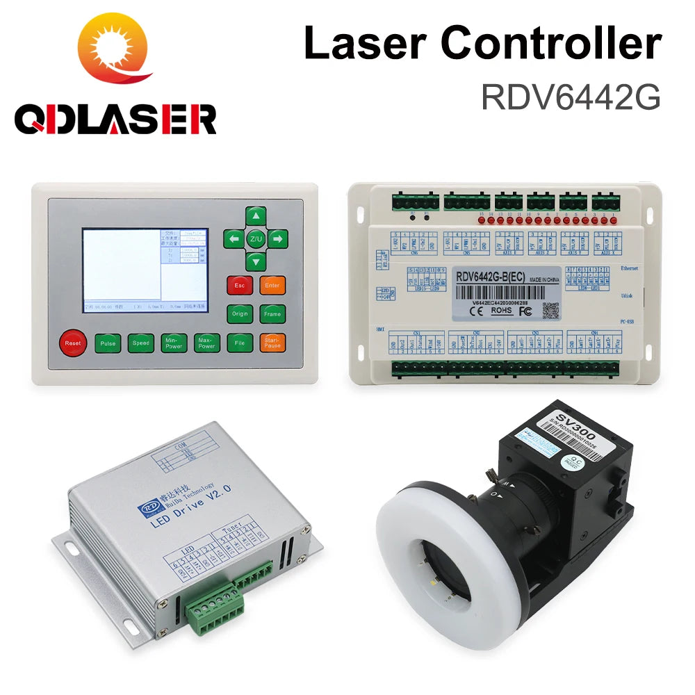 QDLASER Ruida RDV6442G+CCD Camera Co2 laser controller system for Co2 Laser Cutting and Engraving Machine