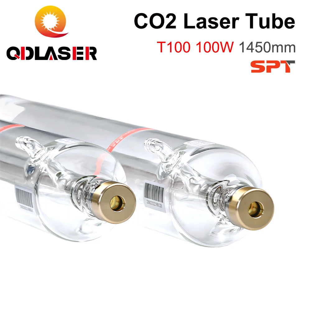 QDLASER SPT T100 100-130W Co2 Laser Tube Length 1450mm Dia 80mm for CO2 Laser Engraving And Cutting Machine