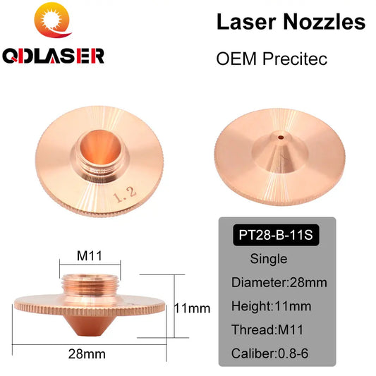QDLASER Precitec Bulge Laser Nozzles Single Layer Chrome-Plating Double Layers Caliber 0.8-4.0 D28 H11 H15 M11 for Cutting Head