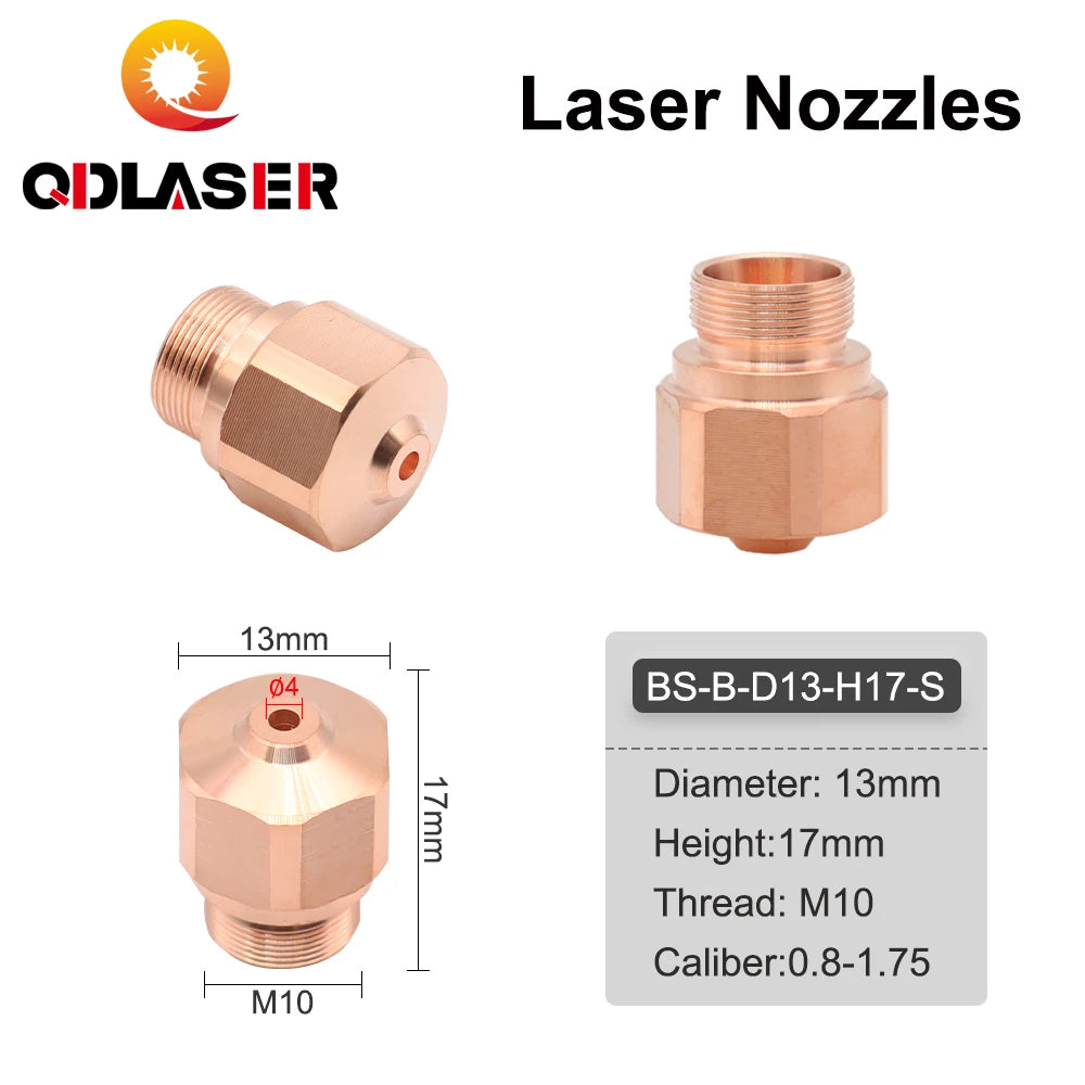 QDLASER OEM H Series Dia.13mm M10 Laser Nozzle Double Layers Caliber1.0-3.0mm Height17mm for Fiber Laser Cutting Head