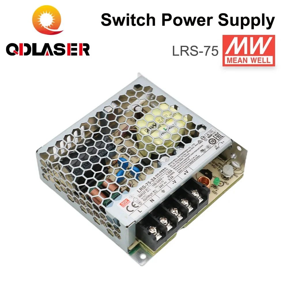 QDLASER Mean Well LRS-75 Series Single output Switching Power Supply 5V 14A / 12V 6A / 24V 3.2A 75W for Laser Controller