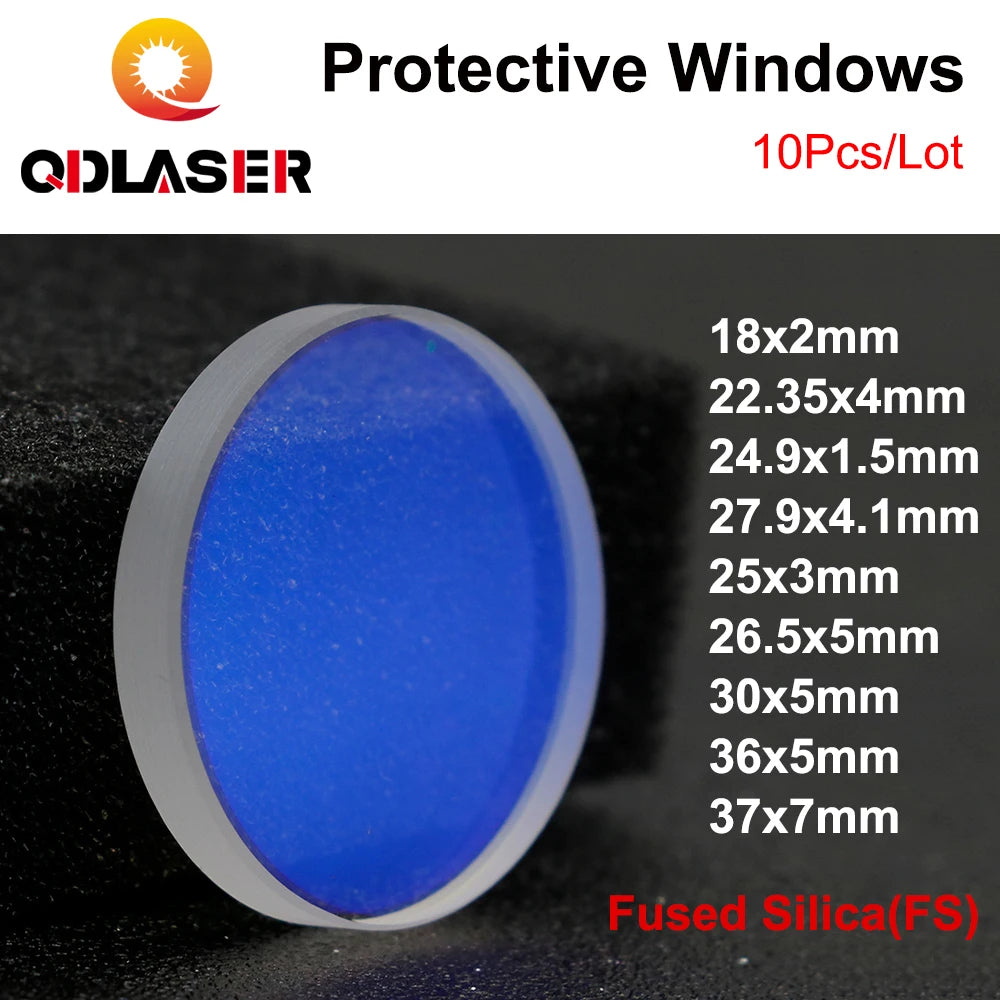 QDLASER Optical Laser Protective WIndows 1064nm Quartz Fused Silica Hot Sale Size 18*2 27.9*4.1 30*5 37*7 for Fiber Cutting Head