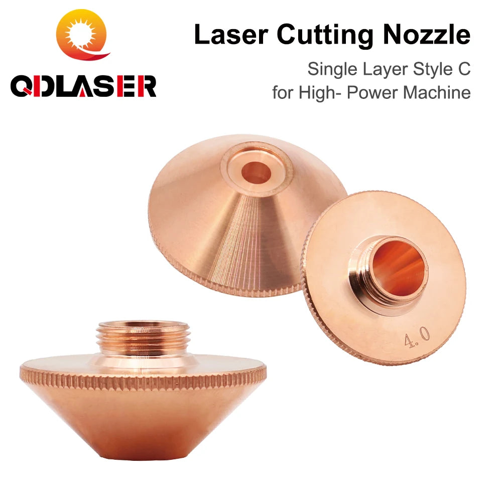 QDLASER Penta Laser Cutting Nozzles Single Layer C Style for High-Power Machine D28 M11 H15mm Caliber 3.5-6.0mm for Fiber Laser