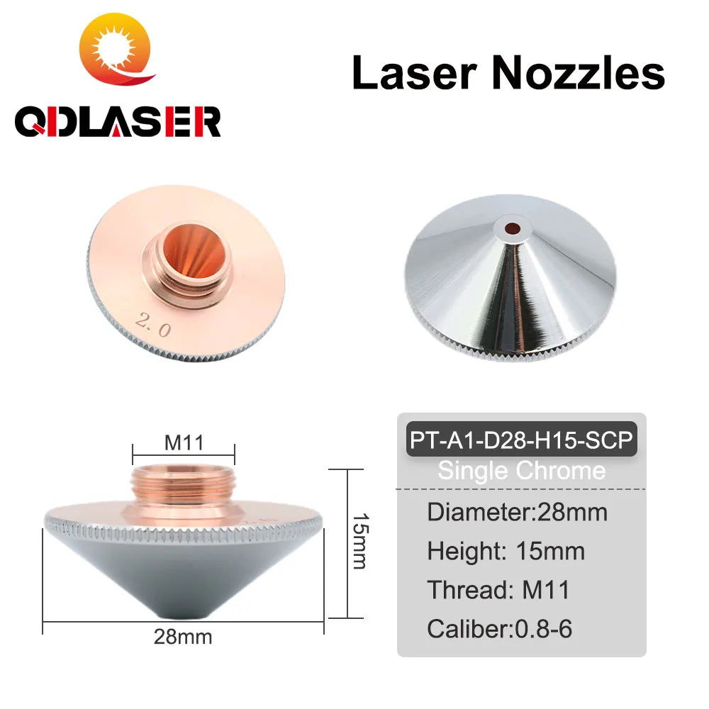 QDLASER Raytools High Quality Laser Nozzle Single Double Layer Dia.28mm Caliber 0.8 - 6.0mm for Precitec WSX Fiber Laser Head