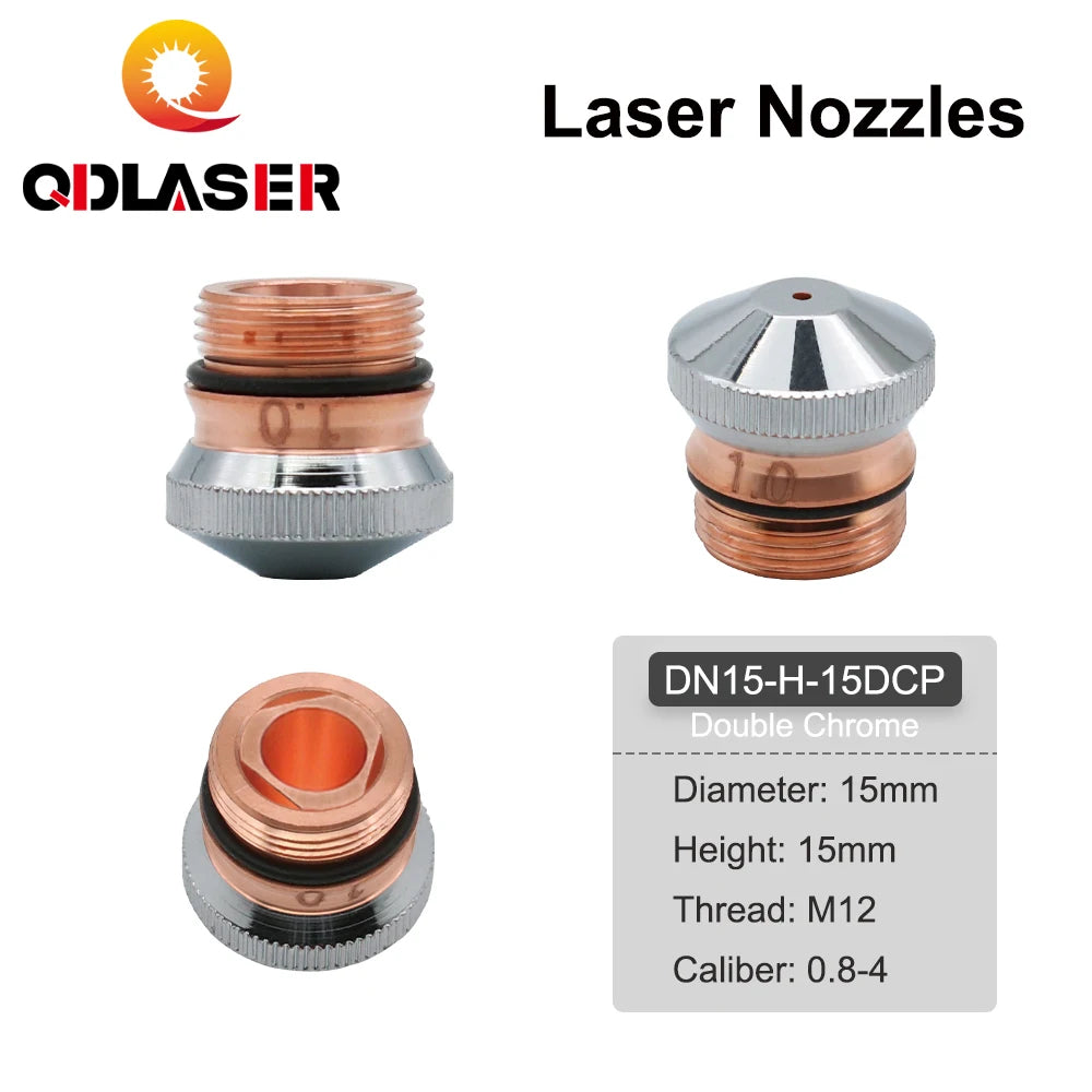 QDLASER DNE Laser Nozzles Chrome-plated Single Double Layer H15 Caliber 0.8-4.0mm Height 15mm for DNE Fiber Laser Cutting Head