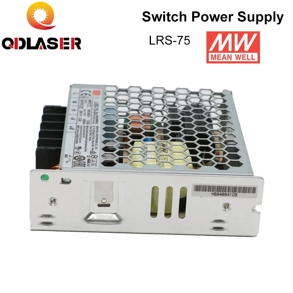 QDLASER Meanwell LRS-75 Switching Power Supply 12V 6A / 24V 3.2A 75W Original MW Taiwan Brand for Laser Controller