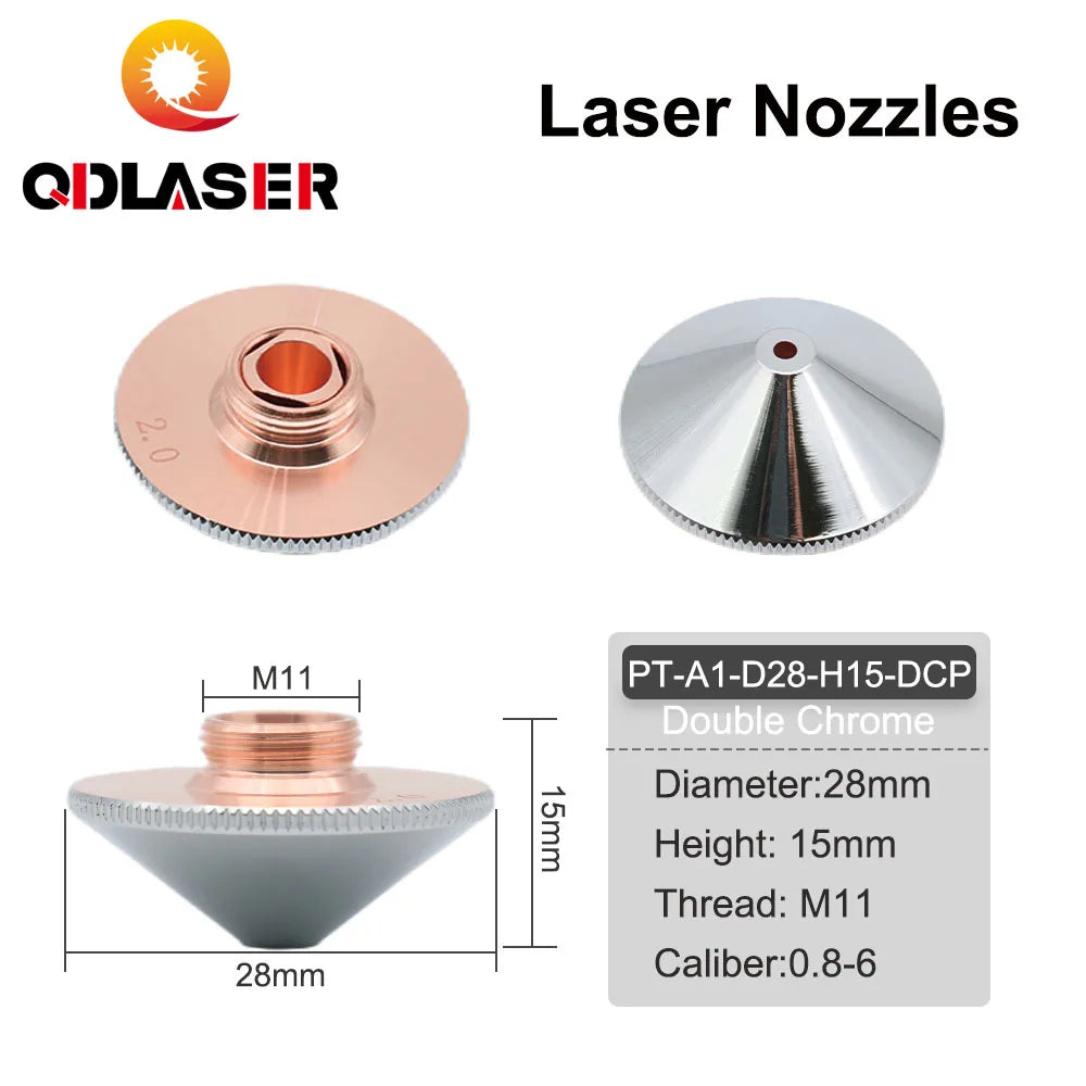 QDLASER Raytools High Quality Laser Nozzle Single Double Layer Dia.28mm Caliber 0.8 - 6.0mm for Precitec WSX Fiber Laser Head