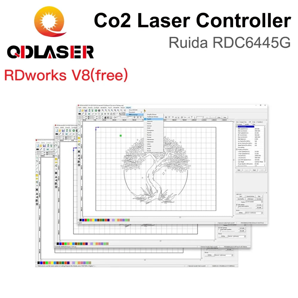 QDLASER Ruida RDC6445 RDC6445G/S Controller for Co2 Laser Engraving Cutting Machine Upgrade RDC6442 RDC6442G Controller Cricut