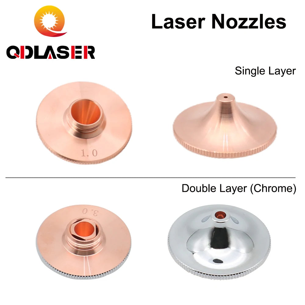 QDLASER Laser Nozzles Single Double Layer Dia.28mm Caliber 0.8 - 4.0 for FIBER Laser Cutting Head