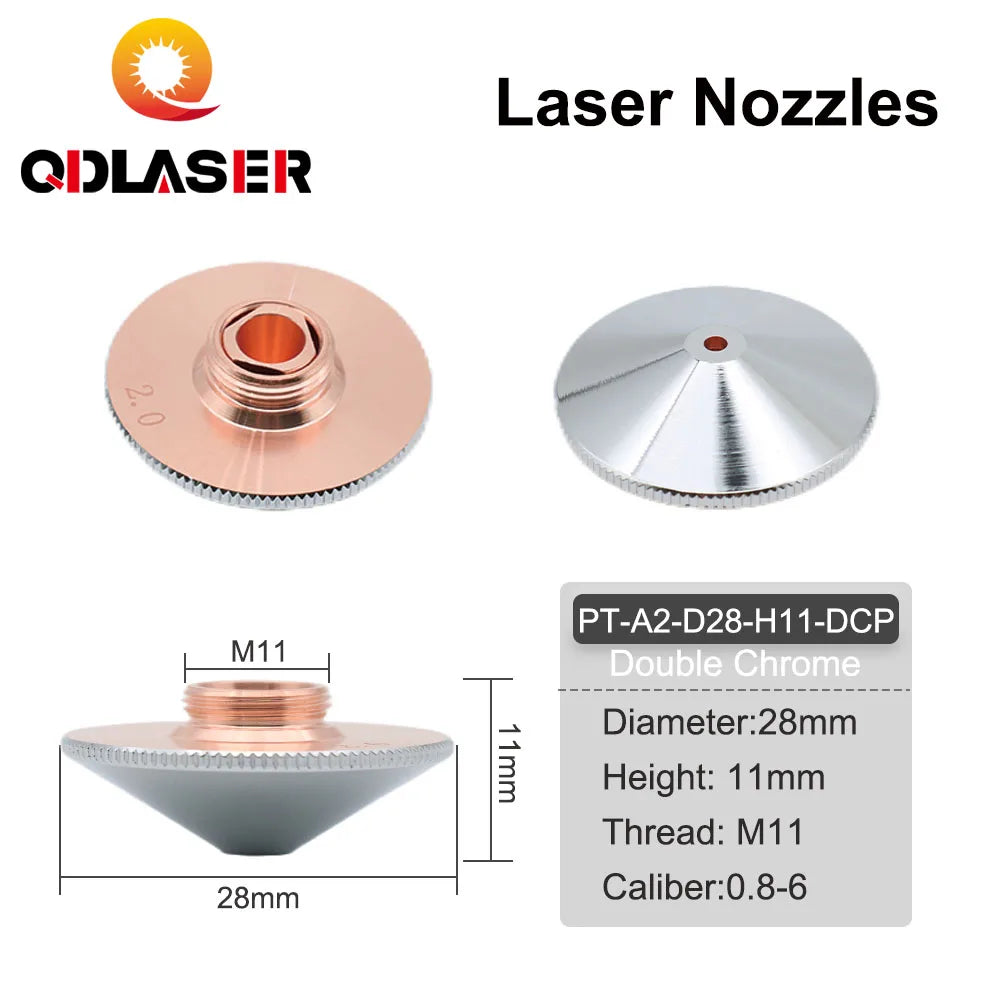 QDLASER Raytools High Quality Laser Nozzle Single Double Layer Dia.28mm Caliber 0.8 - 6.0mm for Precitec WSX Fiber Laser Head
