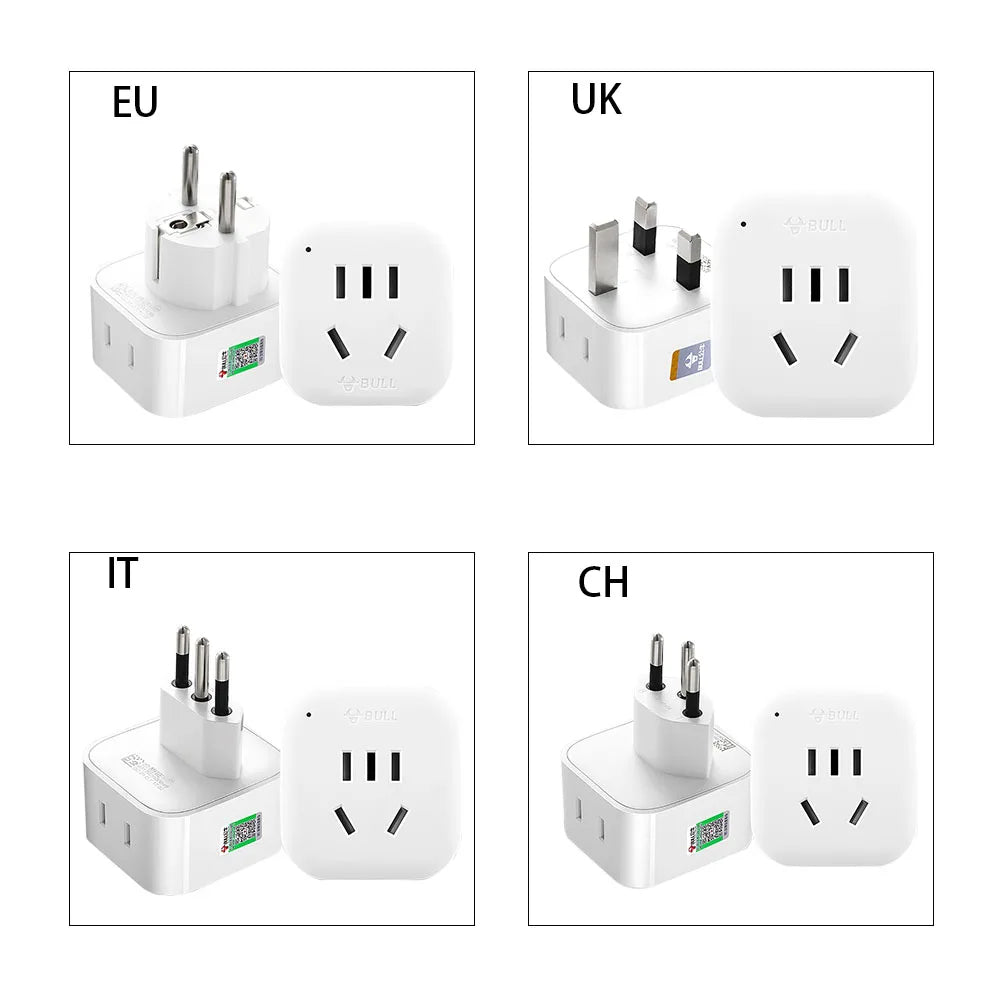 QDLASER High Quality Practical Universal US UK EU IND IT CN CH RSA Power Adapter Travel Plug Converter 2 Flat Pin