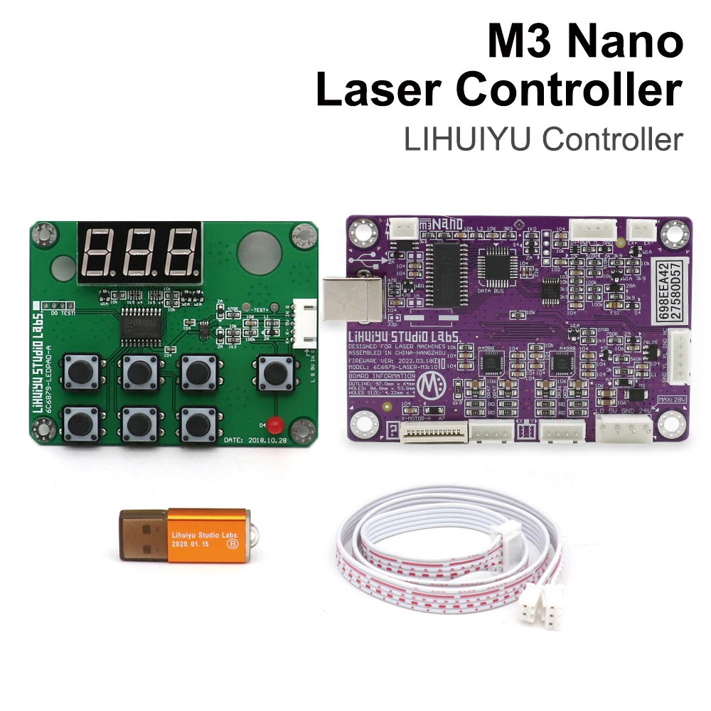 QDLASER LIHUIYU M3 Nano Laser Control Panel + Controller Mother Main Board + Dongle B System Engraver Cutter For K40 Machine