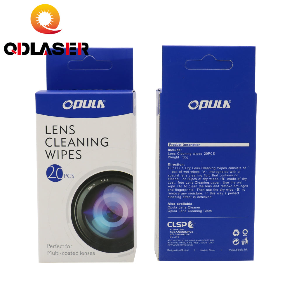 QDLASER Lens cleaning wipes Suitable for multi-layer coated lenses for 10.6um CO2 and 1064nm Fiber Laser Lenses mirror 20 Pcs