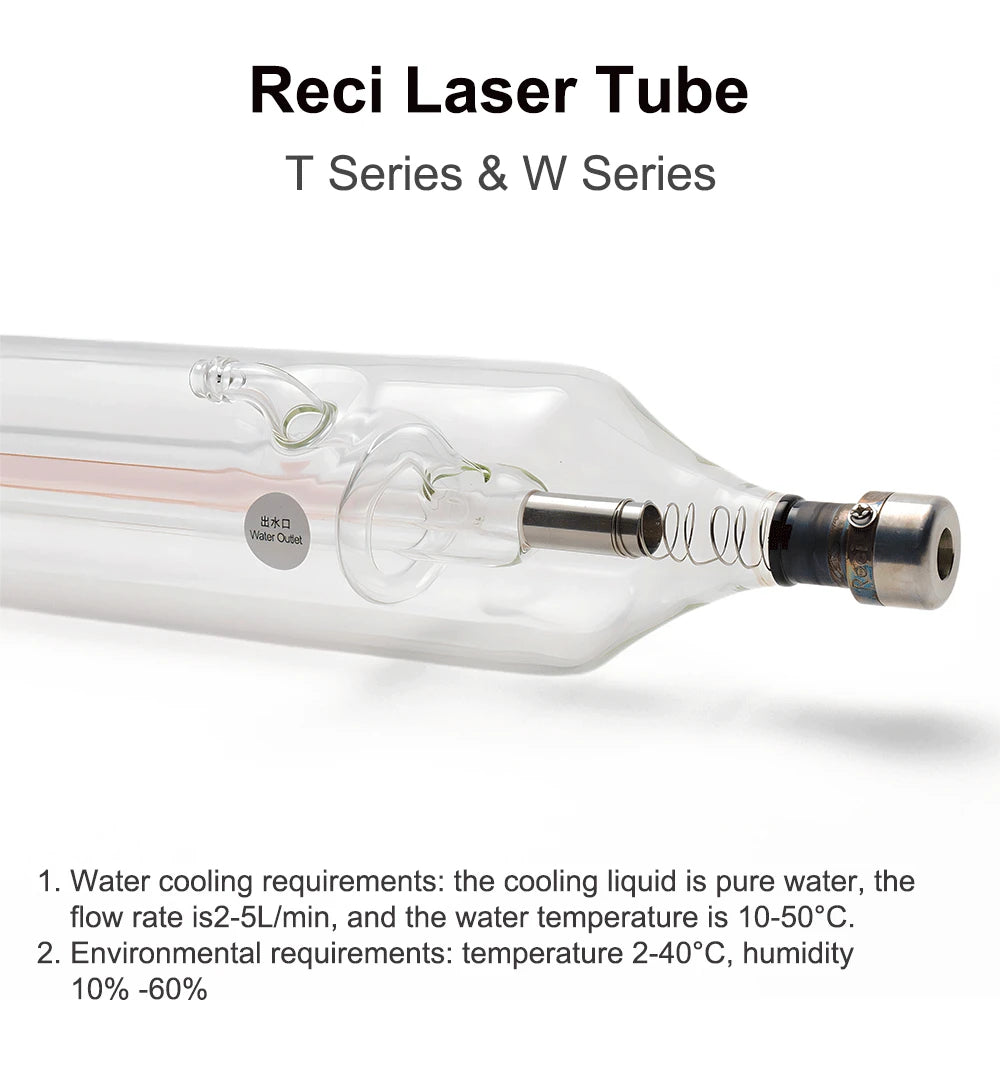 QDLASER Reci W1/T1 75W-90W CO2 Laser Tube Diameter W1 80mm/ T1 65mm for Co2 Laser Engraving and Cutting Machine S1 Z1