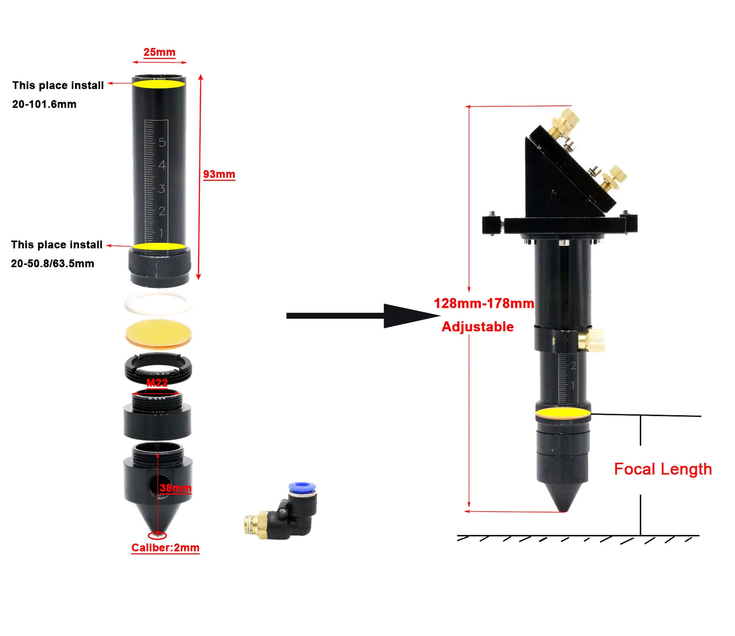 ZnSe Focus Lens USA CVD Lens Dia.12/15/18/20 FL25.4/38.1/50.8/63.5/76.2/101.6/127/160mm for CO2 Laser Engraving Cutting Machine
