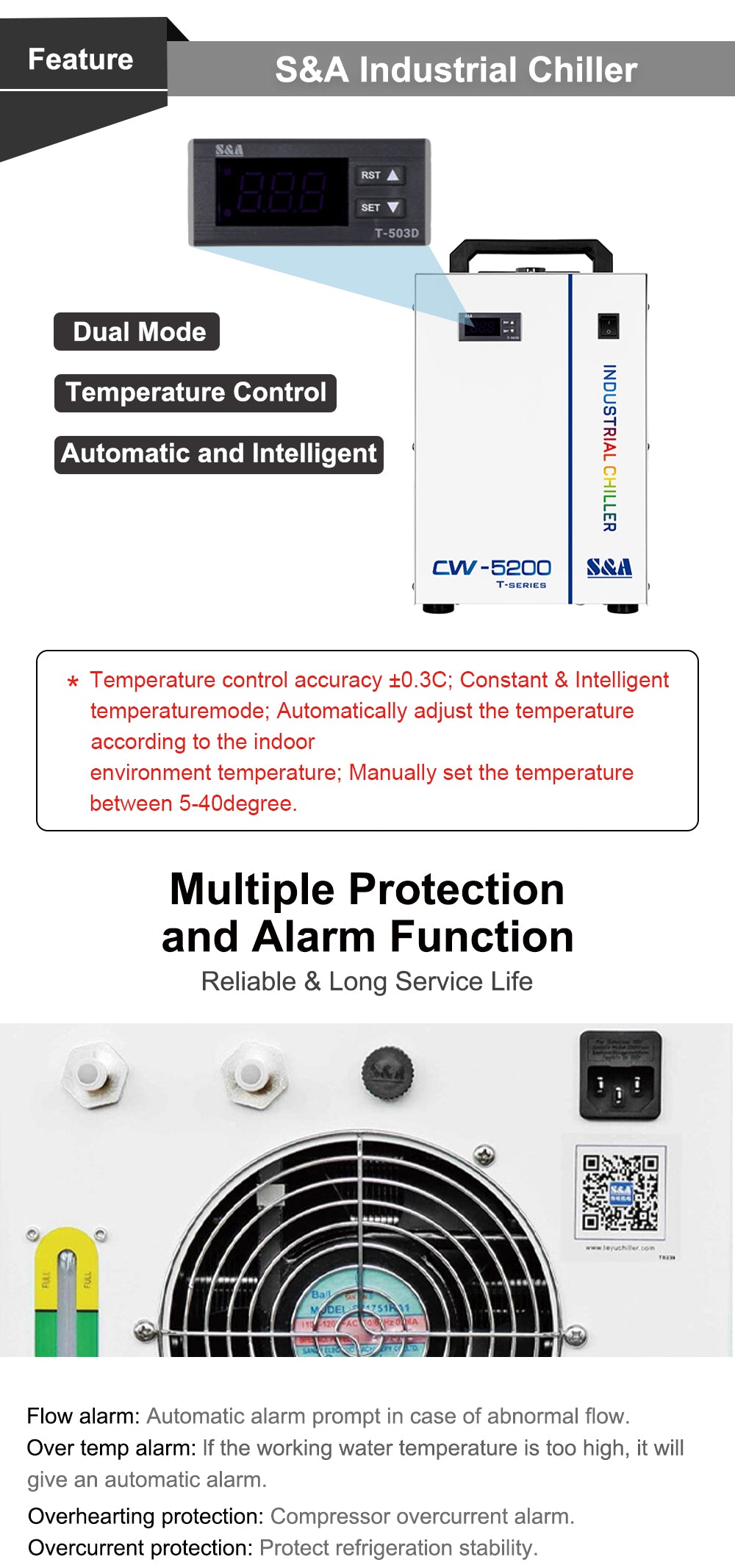 QDLASER CW5200 CW5202 S&A Water Chillers Industrial air water cooler for CO2 Laser Engraving Cutting Machine Cooling