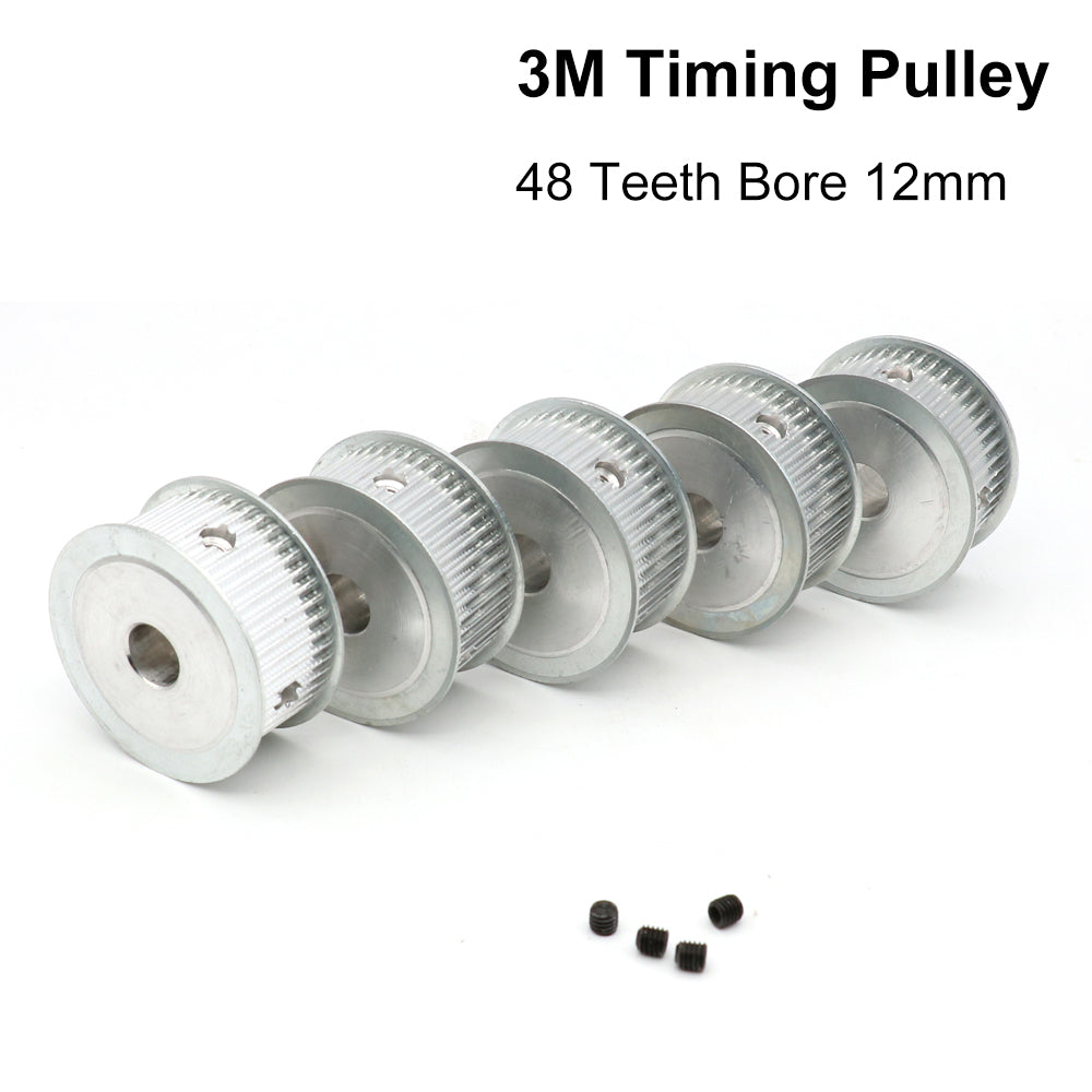 QDLASER 3M48 Teeth HTD 3M Timing Pulley Bore 6/8/10/12/14/15/19/20mm for Width 20mm AF/BF Aluminium HTD3M Synchronous Belt 48T