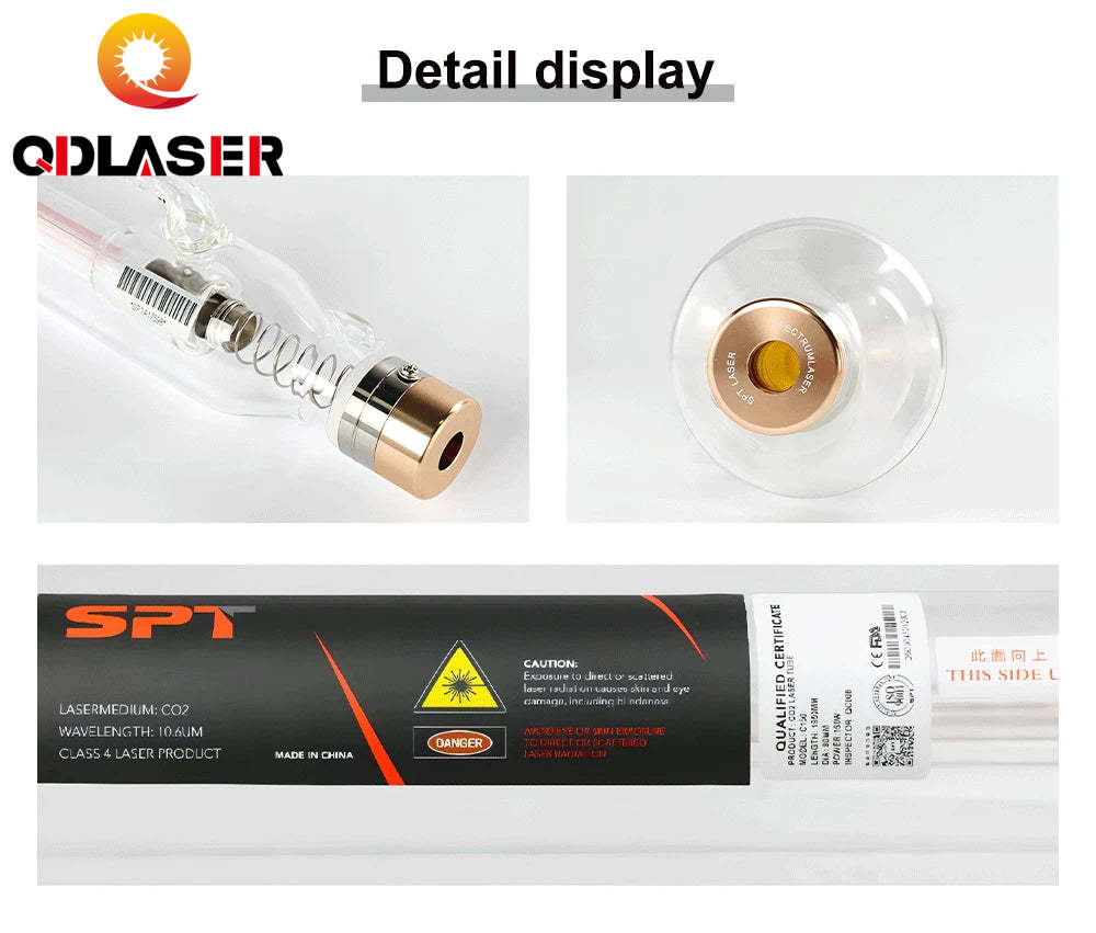 QDLASER SPT T40 40-50W Co2 Laser Tube Length 800mm Dia 80mm for CO2 Laser Engraving And Cutting Machine
