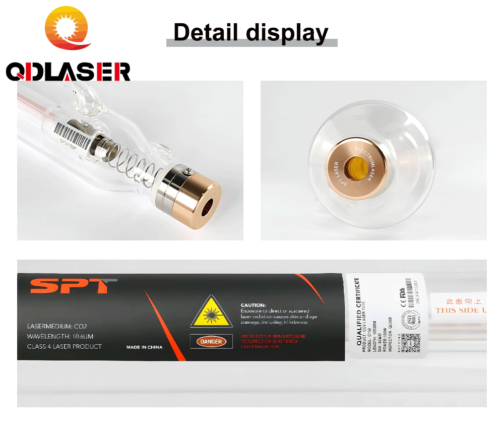QDLASER SPT T40 40-50W Co2 Laser Tube Length 800mm Dia 80mm for CO2 Laser Engraving And Cutting Machine