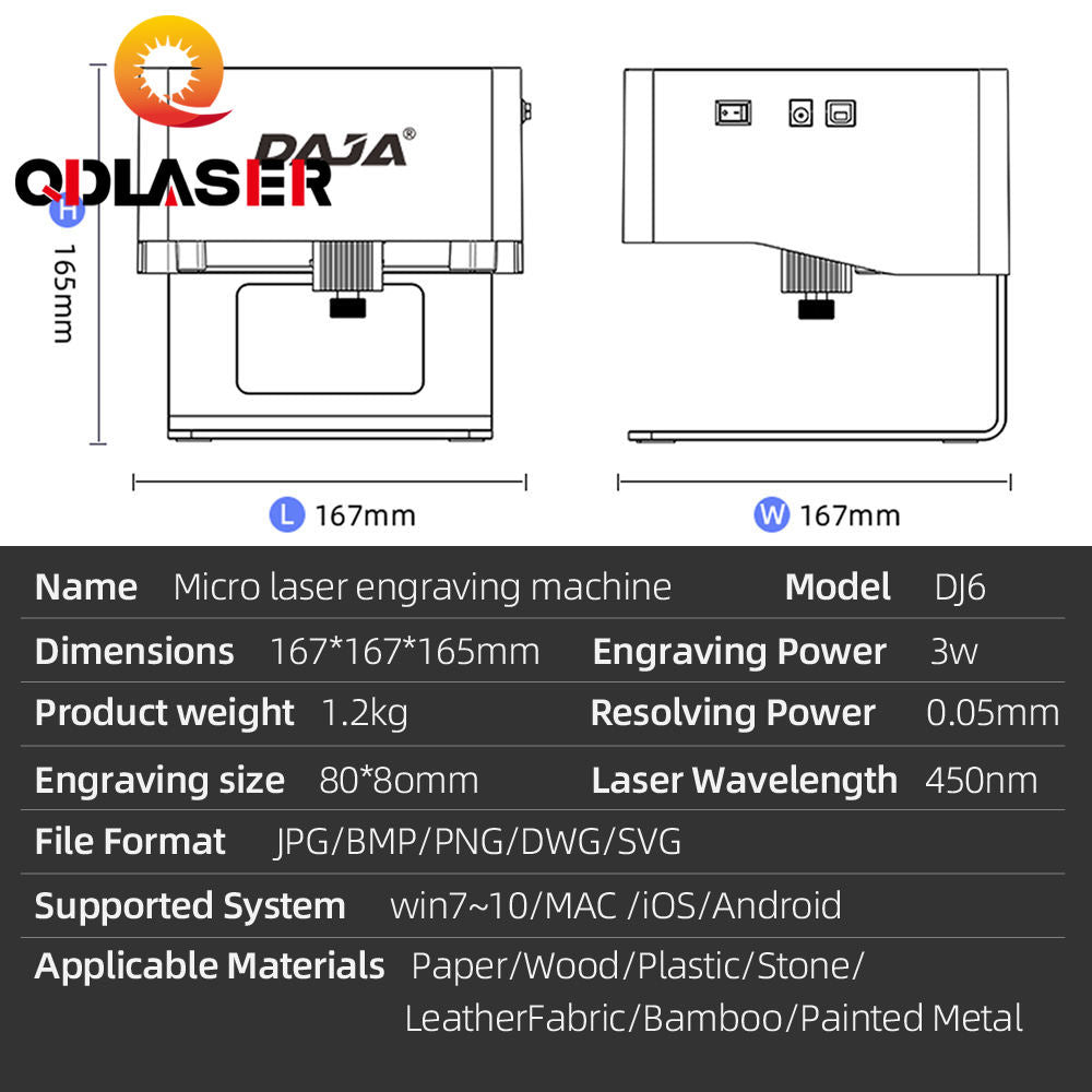 DAJA Laser Engraver CNC DIY DJ6 Laser Engraving Machine 3000mw Fast Mini Logo Mark Printer Cutter Woodworking Wood Plastic