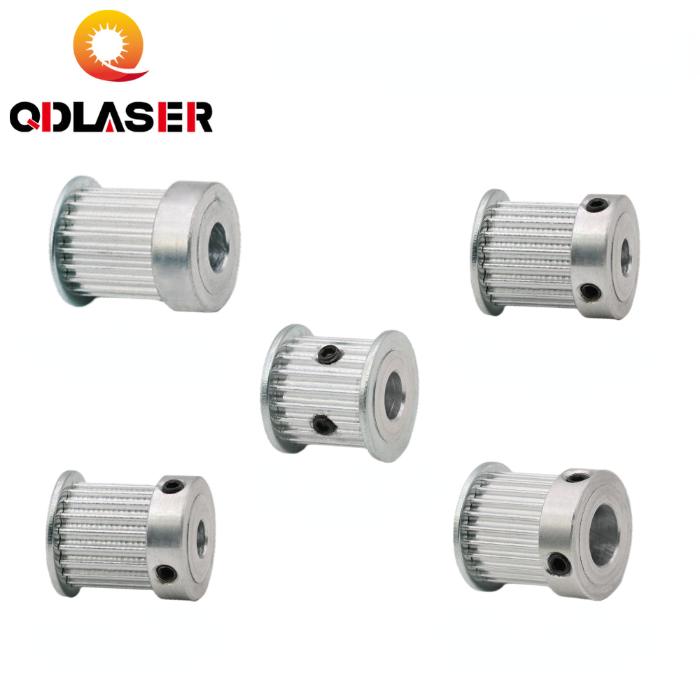 QDLASER CO2 Laser Metal Parts Synchronous HTD 3M Gear Pulley 20/24Teeth 6.35/8/12mm for DIY CO2 Laser Engraving Cutting Machine