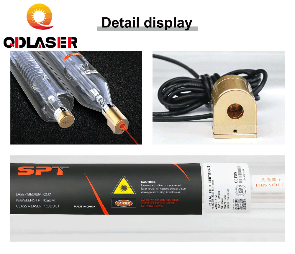 QDLASER SPT TR90 90-100W Co2 Laser Tube Length 1280mm Diameter 80mm for CO2 Laser Engraving And Cutting Machine