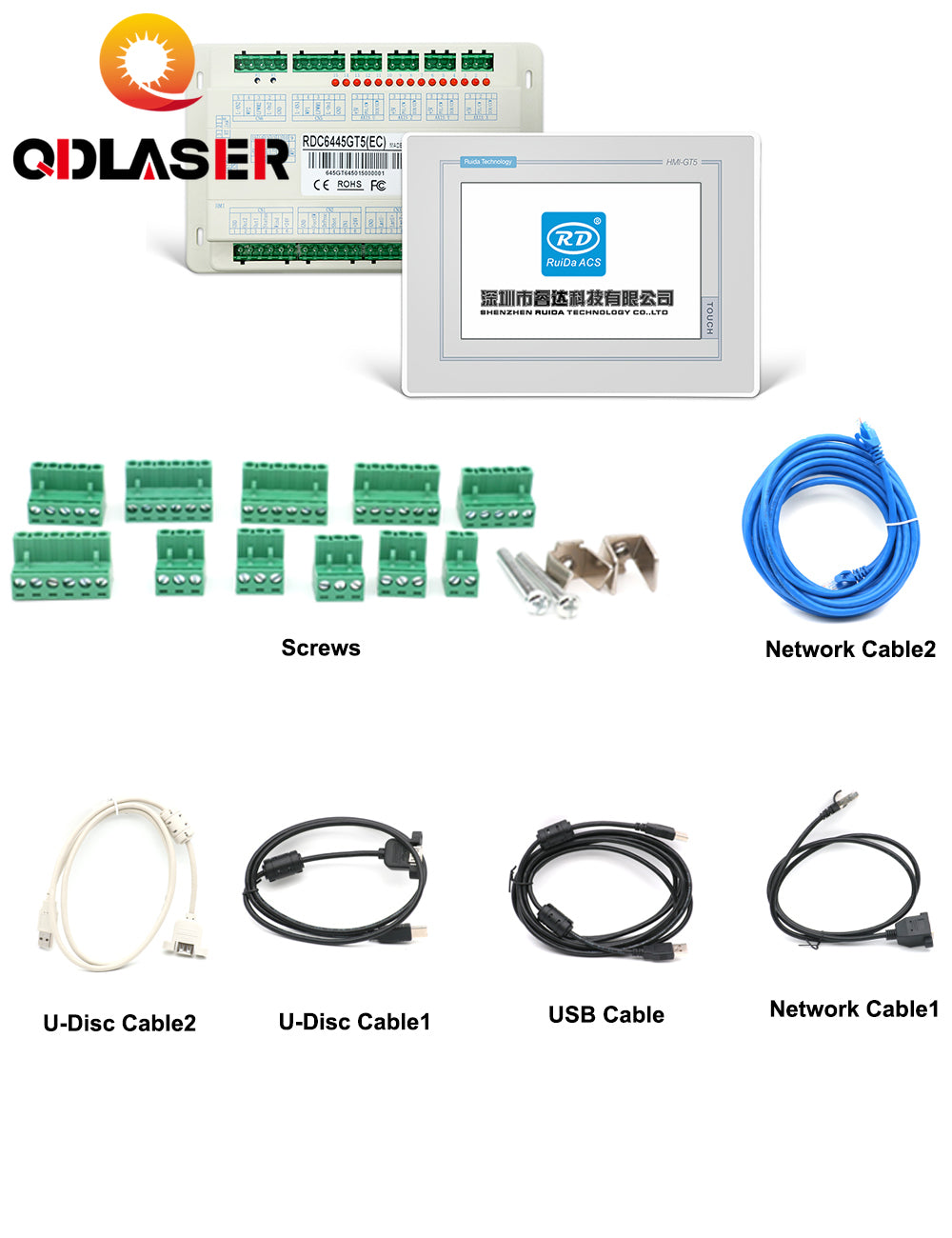 QDLASER Ruida RDC6445GT Laser Machine Controller Board With Black/White Touch Screen for Co2 Laser Cutting Machine