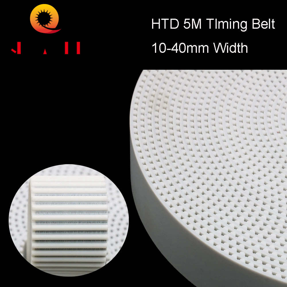 QDLASER Arc Tooth PU White HTD 5M Open Timing belt Width 10/15/20/30/40mm Polyurethane steel 5M-20mm HTD5M Synchronous pulley