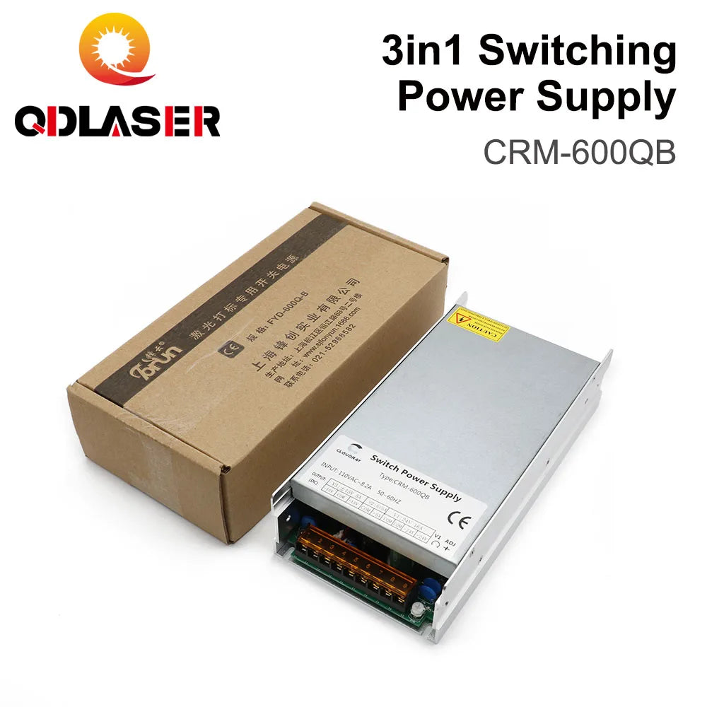 QDLASER 3in1 Switching Power Supply CRM-600QB 5V 15V 24V 110V/220V 16.5A 5A for Fiber Marking Machine Power System
