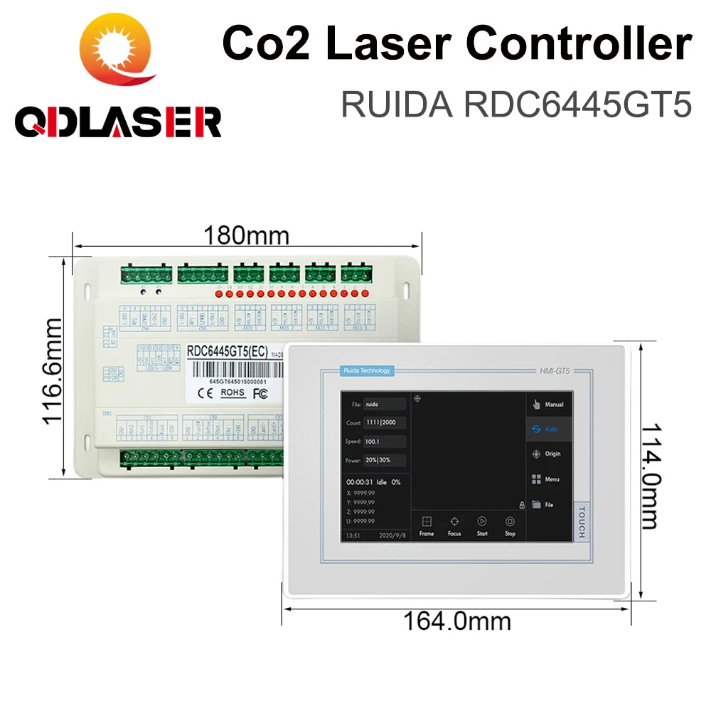 QDLASER Ruida RDC6445GT Stand-alone laser cutting control system with touch screen White/Black for Co2 laser engraving machine