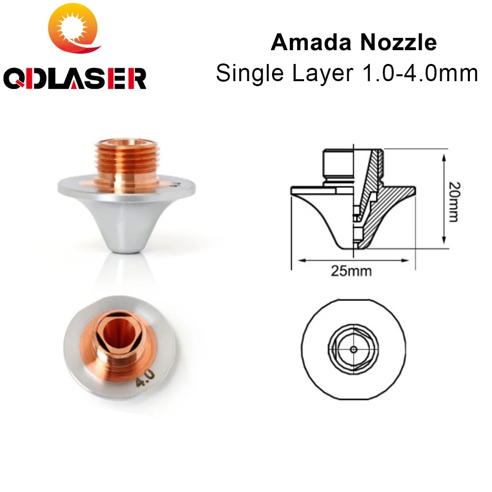 QDLASER Amada Laser Nozzles Single/Double Layer 1.0-4.0mm Amada Laser Cutting Machines Amada Nozzle