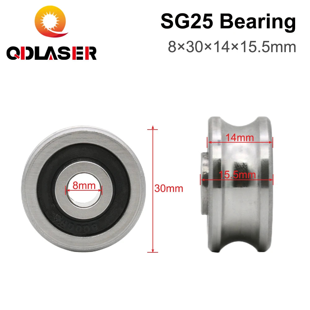 QDLASER 5 Pcs Bearings SG10 SG15 SG20 SG25 Groove Ball Bearings for CO2 Laser Engraving Cutting Machine