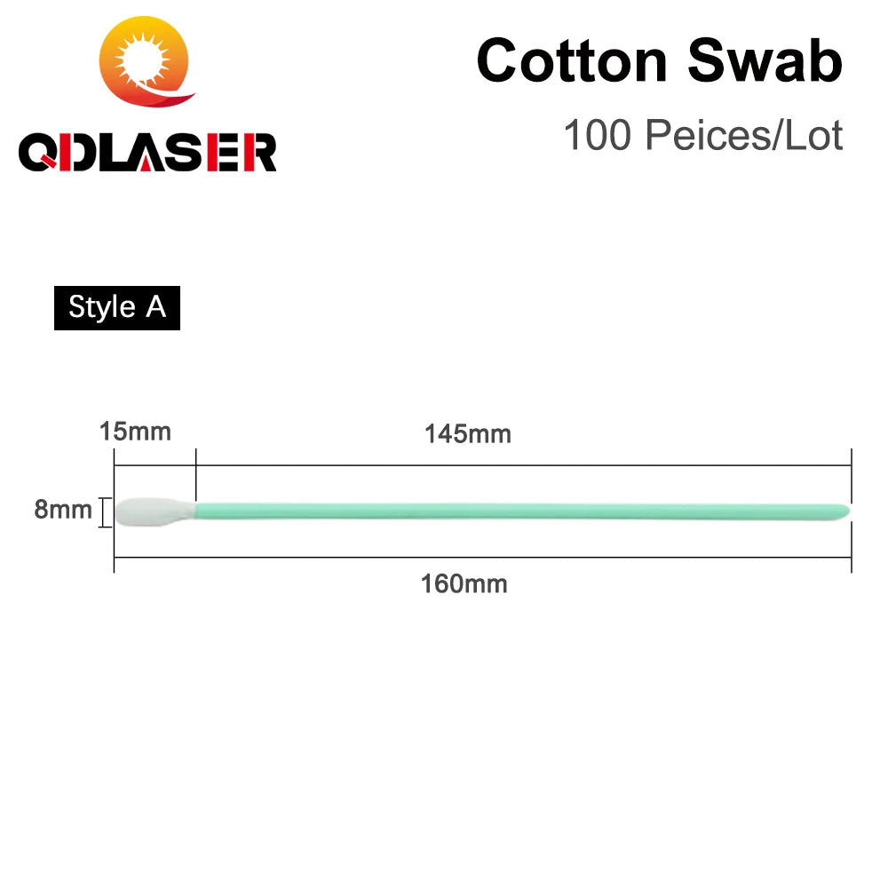 QDLASER Nonwoven Cotton Swab 100pcs/Lot Dustproof Size 70mm 100mm 160mm 121mm for Clean Focus Lens and Protective Windows