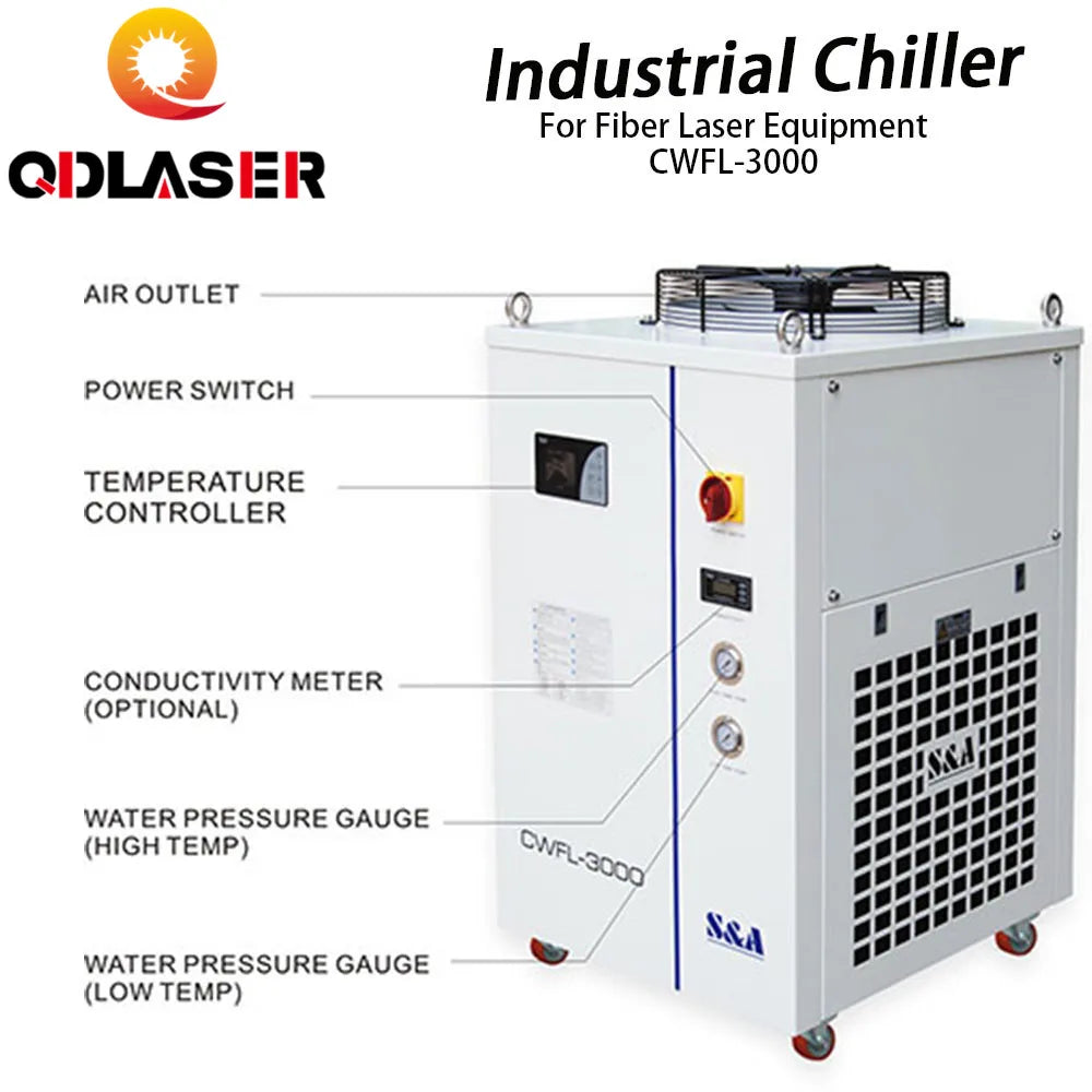 QDLASER S&A CWFL-3000 Water Cooling Fiber Laser Chiller For Fiber Laser Cutting Machine