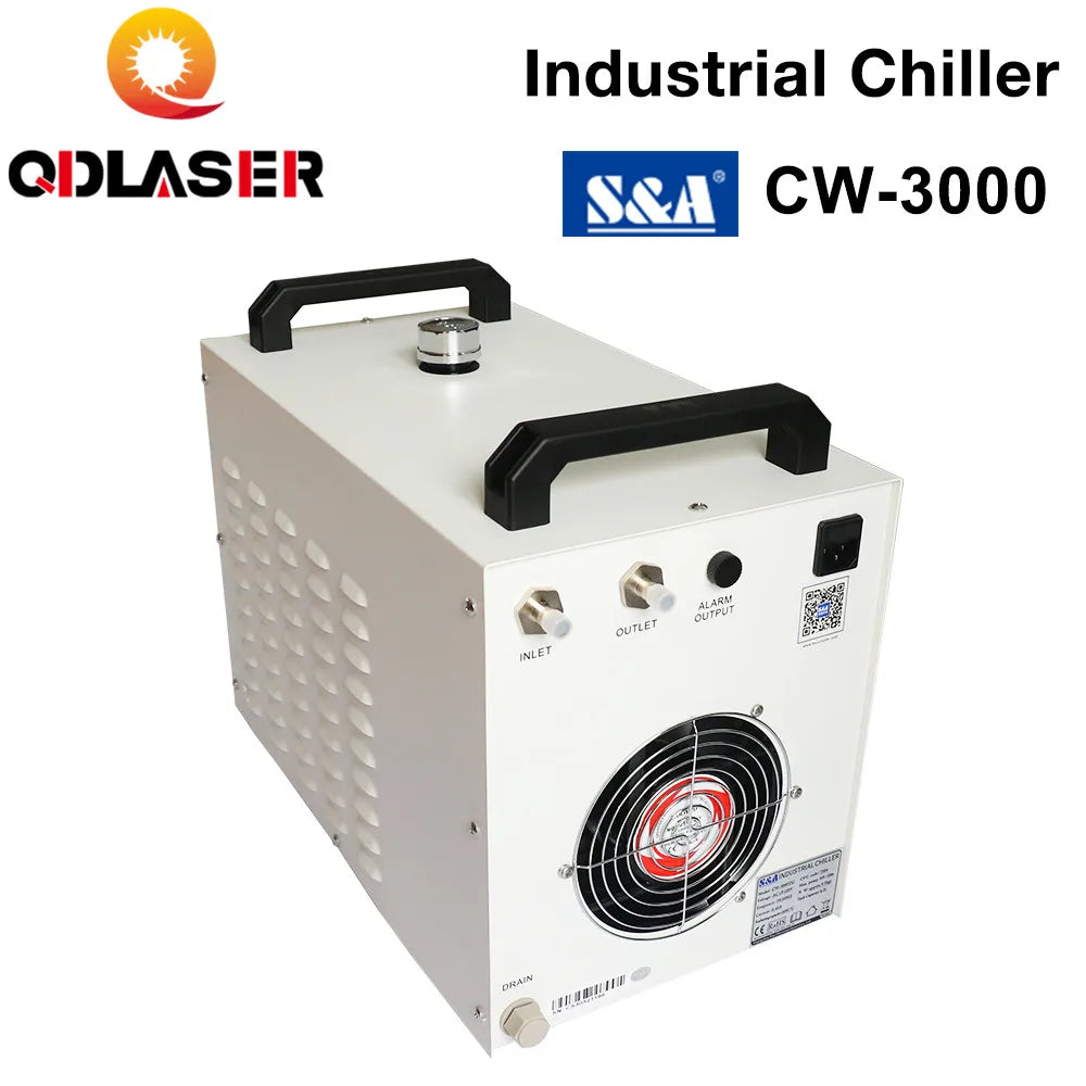 QDLASER 220V CW3000AG 110V CW3000DG S&A Industrial Water Chiller for Co2 Laser Engraving & Cutting Machine