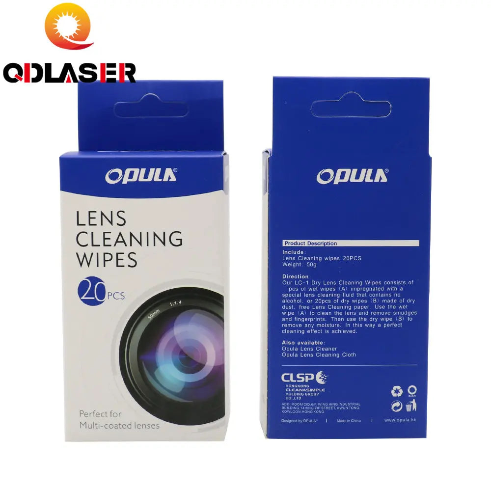 QDLASER Lens Cleaning Wipes for 10.6um CO2 and 1064nm Fiber Laser Lenses Mirror, 20 Pcs Pack