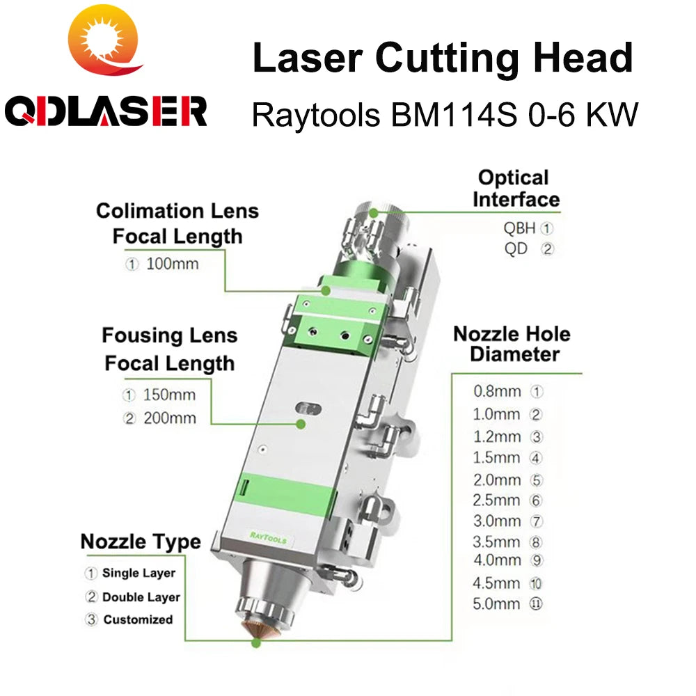 QDLASER BM114S 0-6000W Auto Focusing Fiber Laser Head Metal Cutting Professional Supplier Laser Spare Parts For Raytools