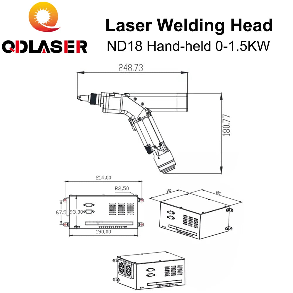 QDLASER WSX ND18 0-1.5KW Hand-held Fiber Laser Head Laser Welding Head