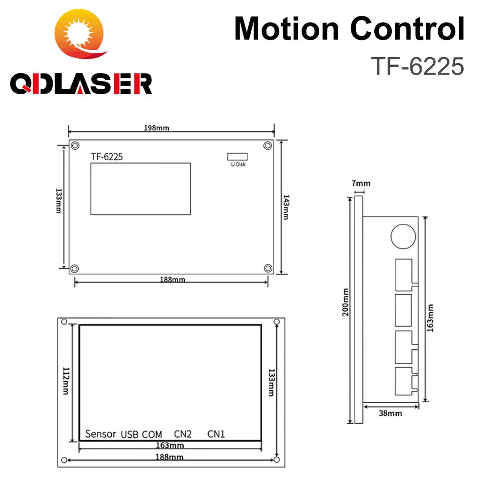 QDLASER Trocen TF-6225 Fiber CO2 Laser Controller Automatic Height Sensing System + Metal Non-metal Material Cutting Controller