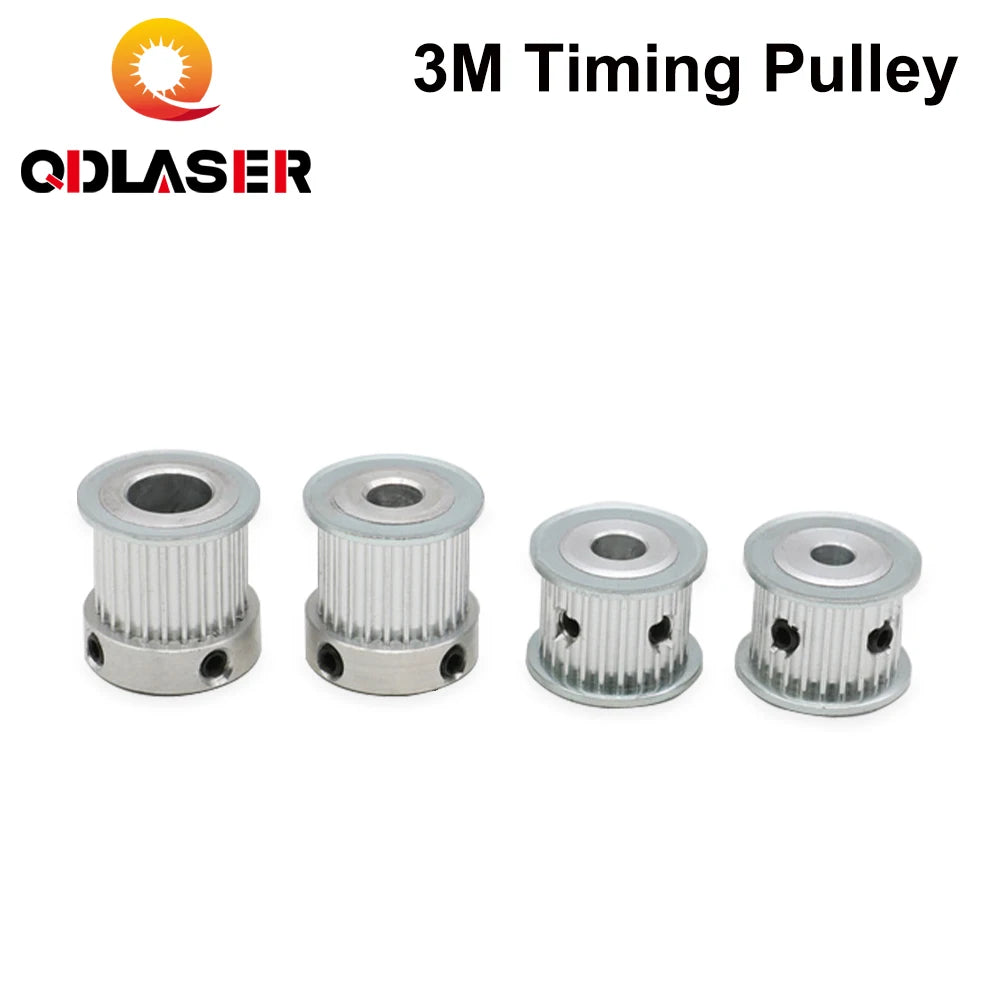 QDLASER CO2 Laser Metal Parts Synchronous HTD 3M Gear Pulley 20/24Teeth 6.35/8/12mm for DIY CO2 Laser Engraving Cutting Machine