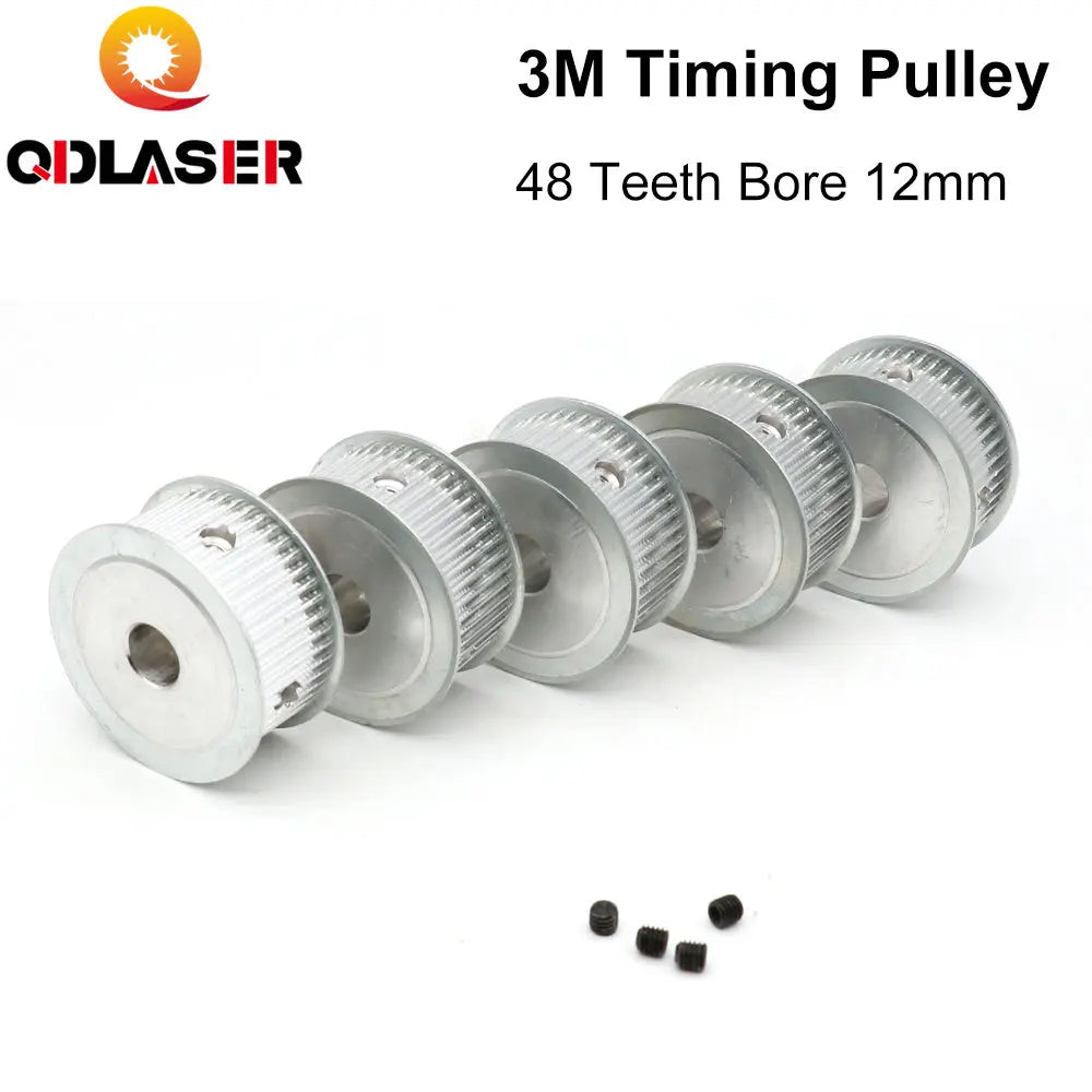 QDLASER 3M-48 Teeth HTD Timing Pulley Bore 6/8/10/12/14/15/19/20mm for Width 20mm AF/BF Aluminium HTD3M Synchronous Belt 48T
