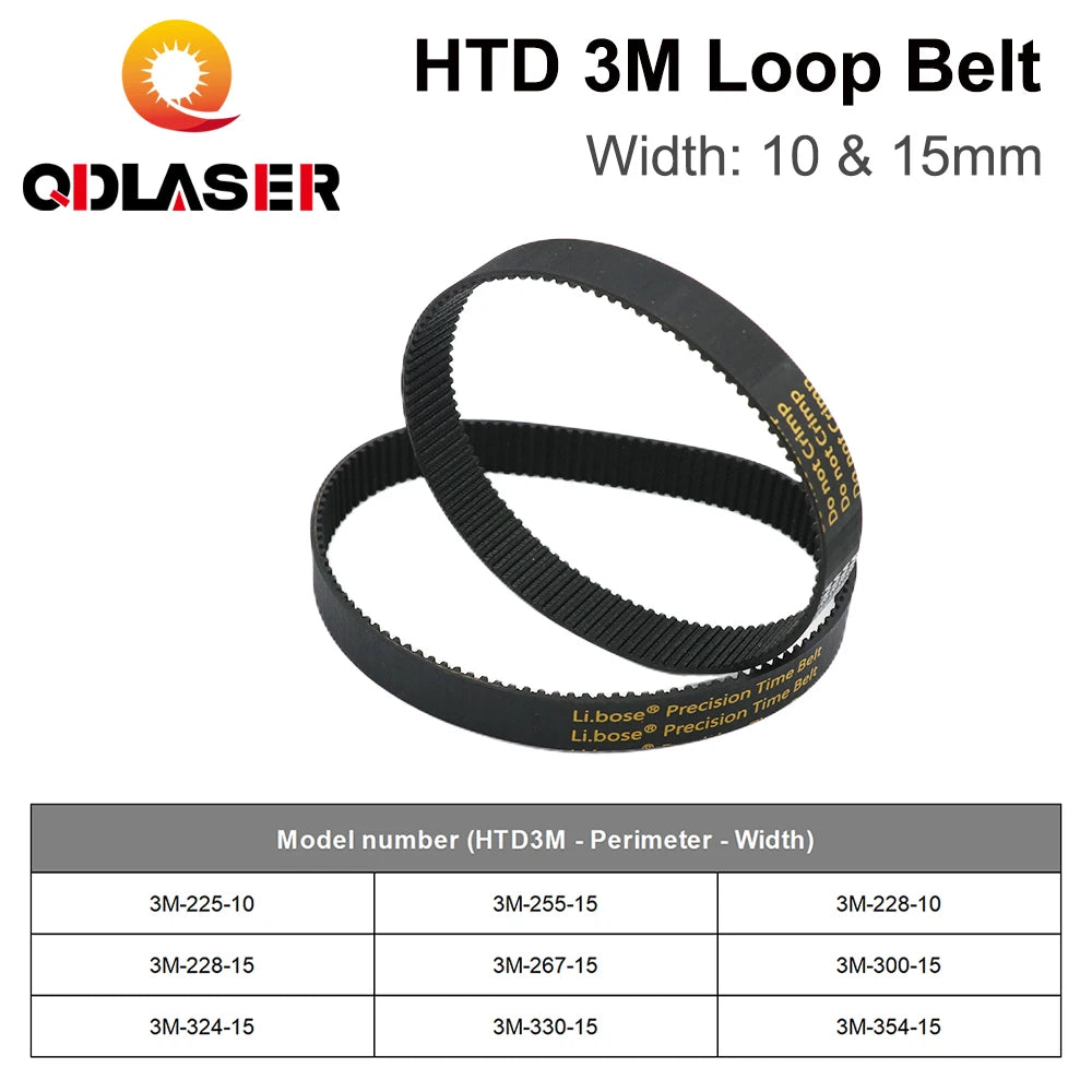 QDLASER HTD 3M Closed Loop Belt Rubber Timing Belt Various Transmission for CO2 Laser Engraving Cutting Machine / 3D Printer