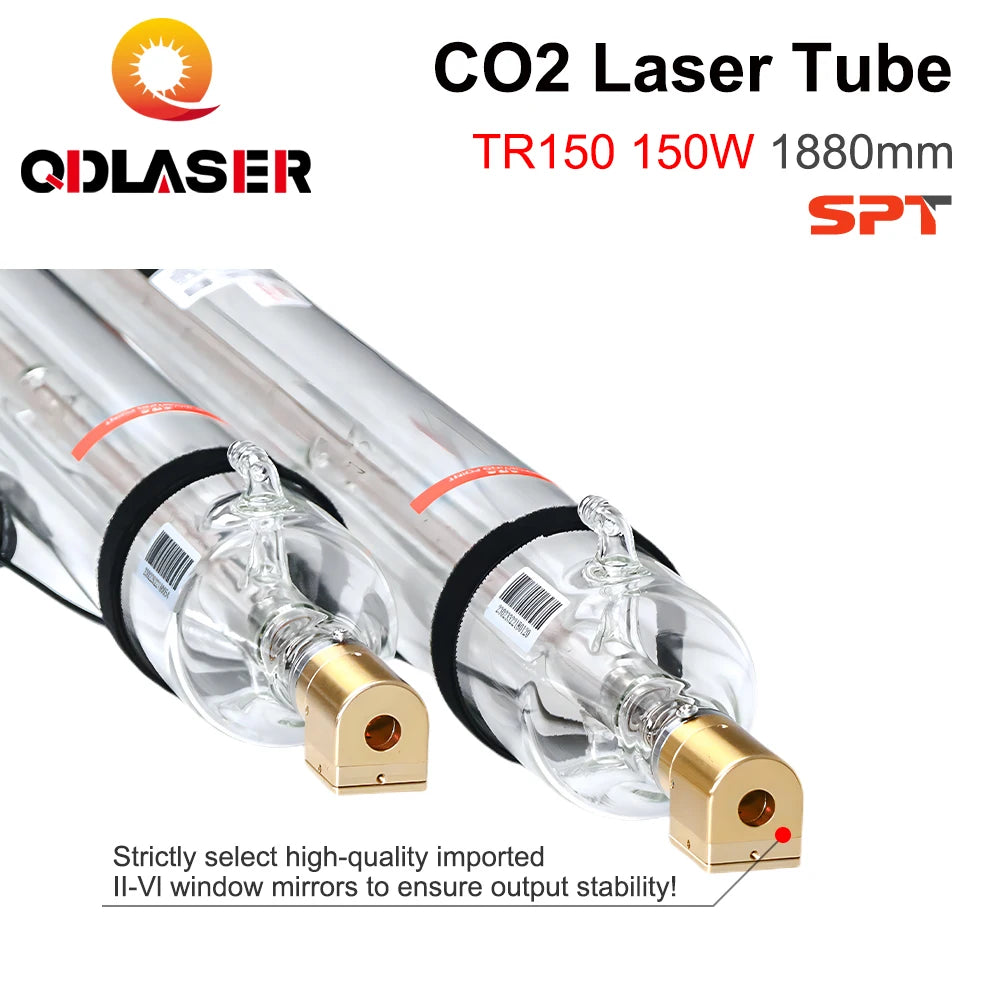 QDLASER SPT TR150 150-180W Co2 Laser Tube Length 1880mm Dia.80mm for CO2 Laser Engraving and Cutting Machine