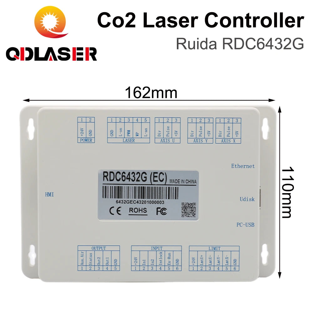 QDLASER Rida RDC6432 CO2 Laser Controller System for Laser Cutting and Engraving Machines Replacements Replaces AWC708S RDC6442S