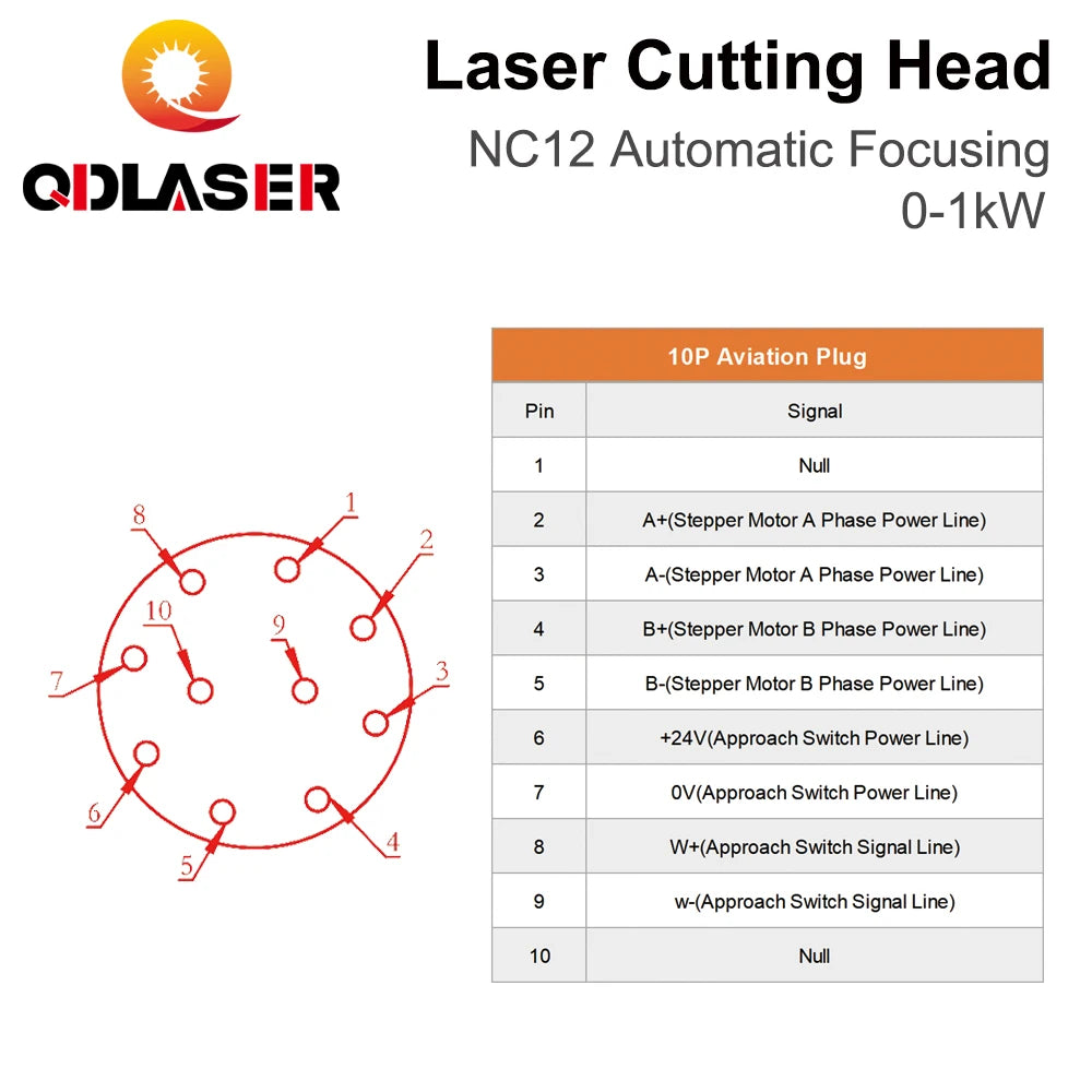 QDLASER WSX NC12 Fiber Laser Cutting Head 0-1KW Automatic Focusing 1000W QBH for Metal fiber optic cutting head