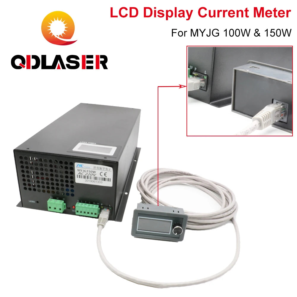 QDLASER MYJG 100W 150W CO2 Laser Cutting Machine Power Supply Parts LCD Display Current Meter