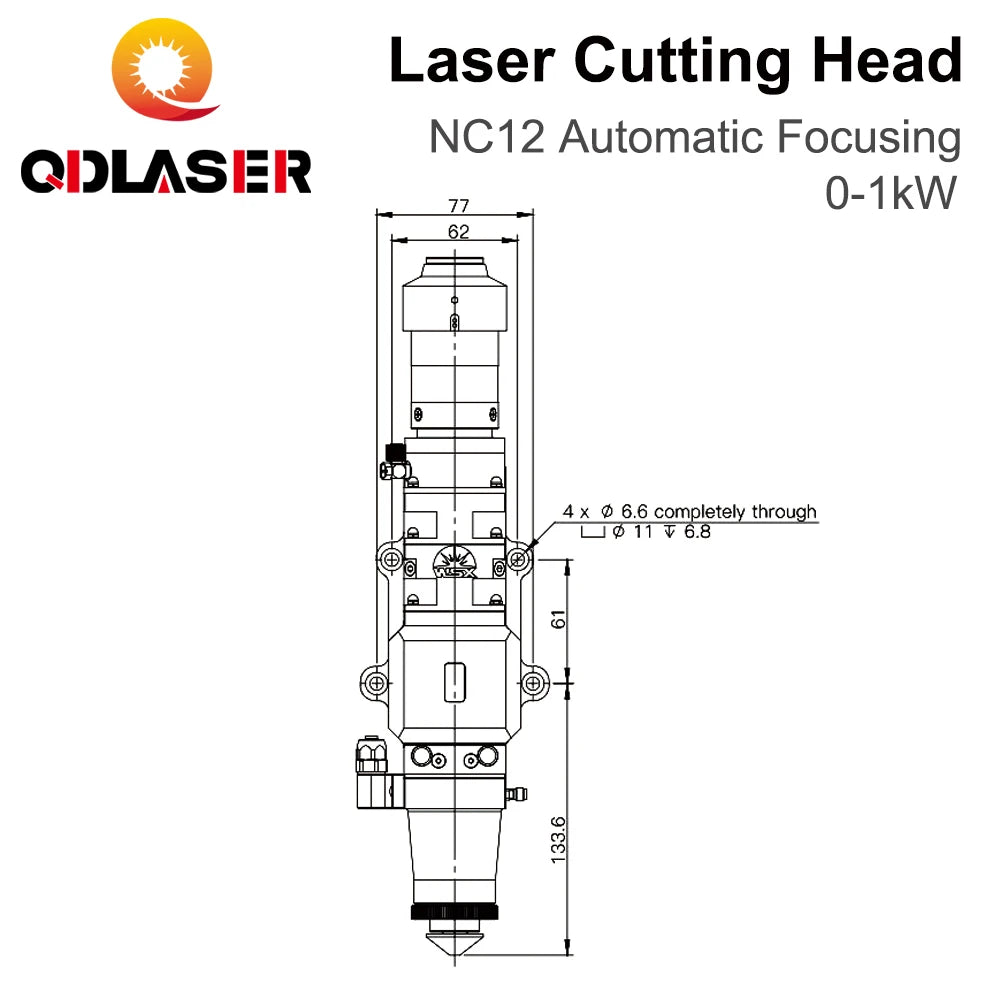 QDLASER WSX NC12 Fiber Laser Cutting Head 0-1KW Automatic Focusing 1000W QBH for Metal fiber optic cutting head