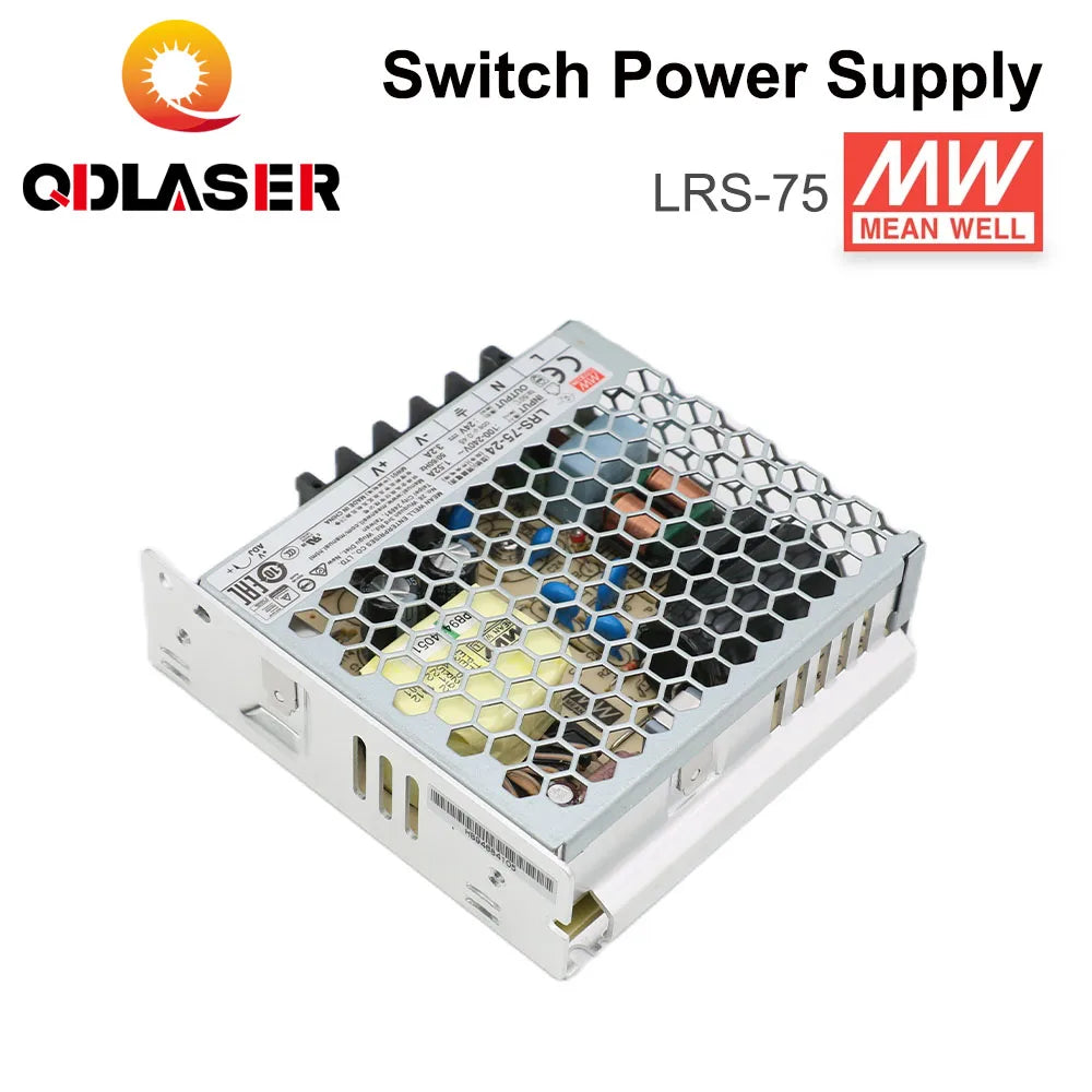 QDLASER Mean Well LRS-75 Series Single output Switching Power Supply 5V 14A / 12V 6A / 24V 3.2A 75W for Laser Controller