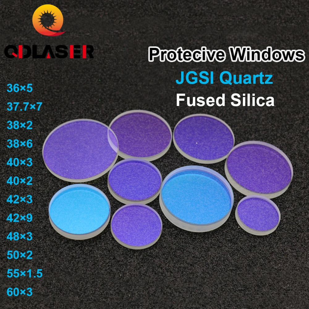 QDLASER Fiber Optic Protective Lenses 10Pcs Hot Sale Size 18*2 27.9*4.1 30*5 37*7 1064nm Quartz Fused Silica for Laser Head